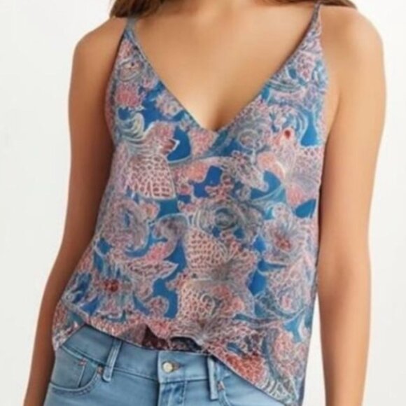LOFT Blue Paisley Chiffon Halter Neck Trapeze Tank Top XS NWT - Picture 10 of 10